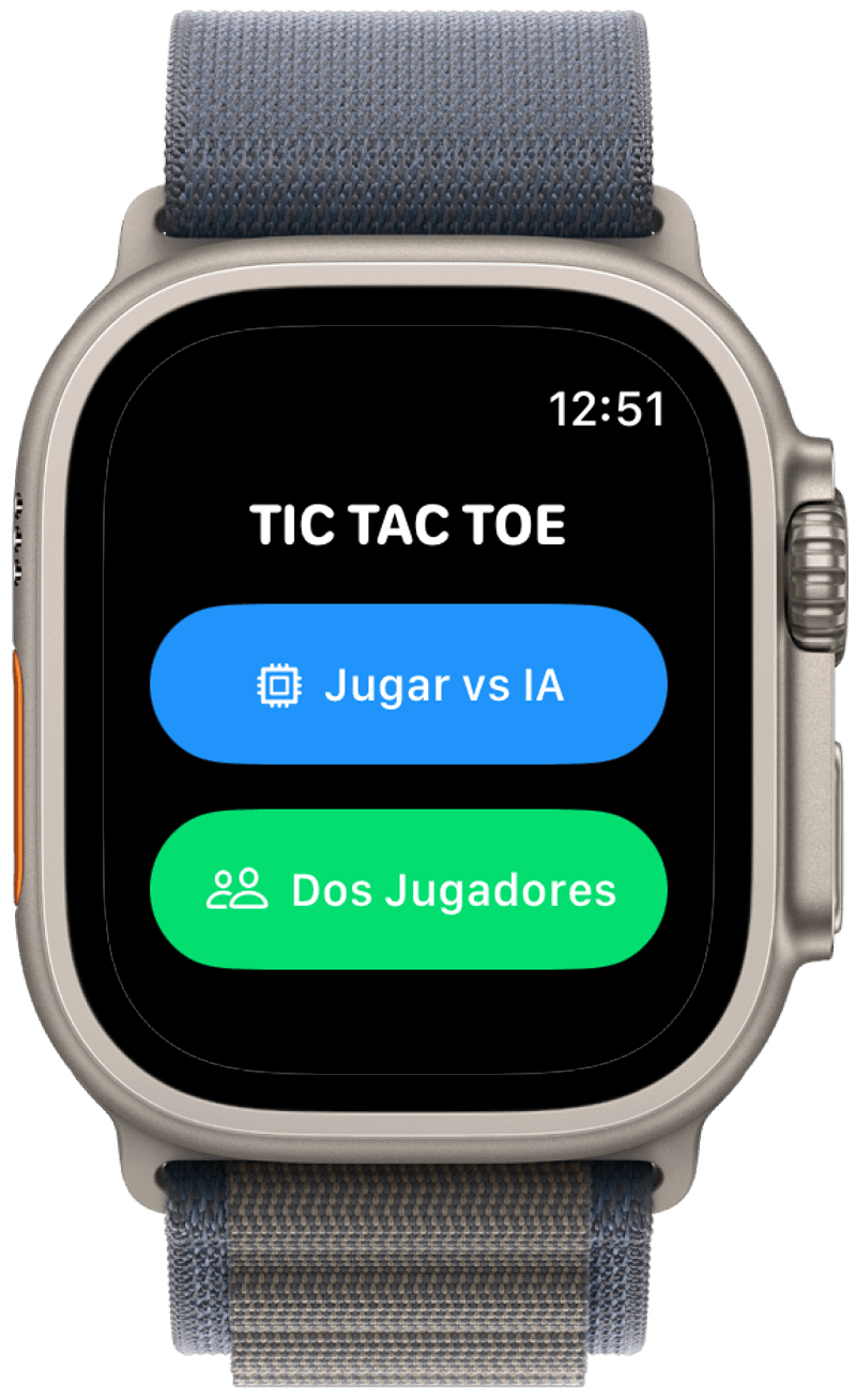 Captura Menú Principal de TicTacToe watchOS